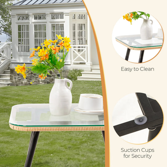 5 Piece Patio Furniture Set, Outdoor Wicker All-Weather PE Rattan Chairs with Ottoman & table