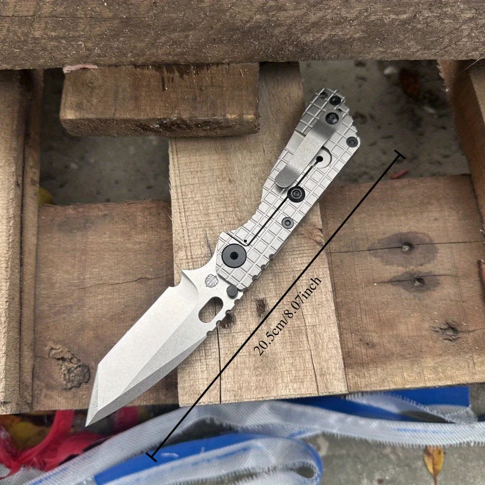 Folding Knife  Steel Blade Titanium Alloy Handle Outdoor Camping Hunting Knife