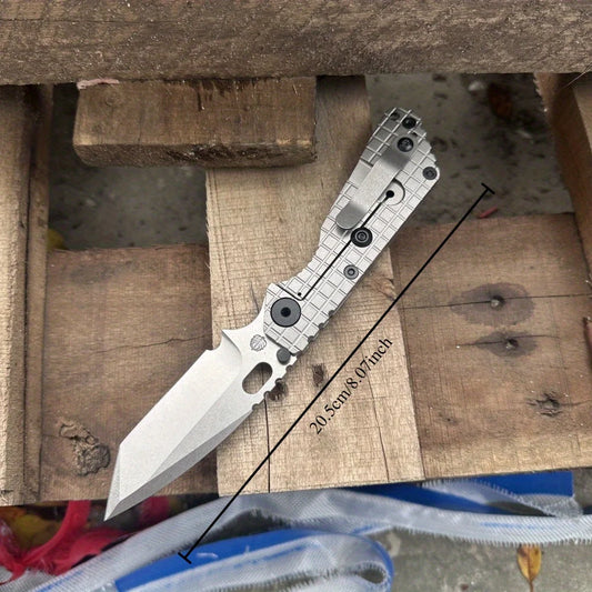 Folding Knife  Steel Blade Titanium Alloy Handle Outdoor Camping Hunting Knife