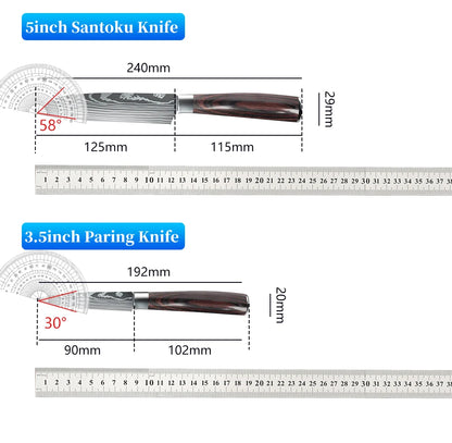 Kitchen Knives Set Laser Damascus Pattern Chef Knife Sharp Cleaver Slicing Utility Knives Tools
