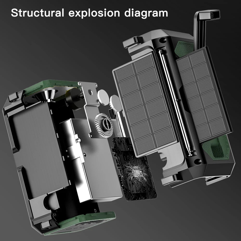 12000mAh Solar Hand Crank AM/FM/NOAA Weather Radio with 2 Solar Panels