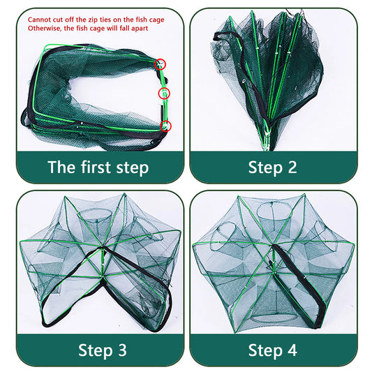 Folding cage new style fishing trap f shrimp crayfish crab fishing net nylon material