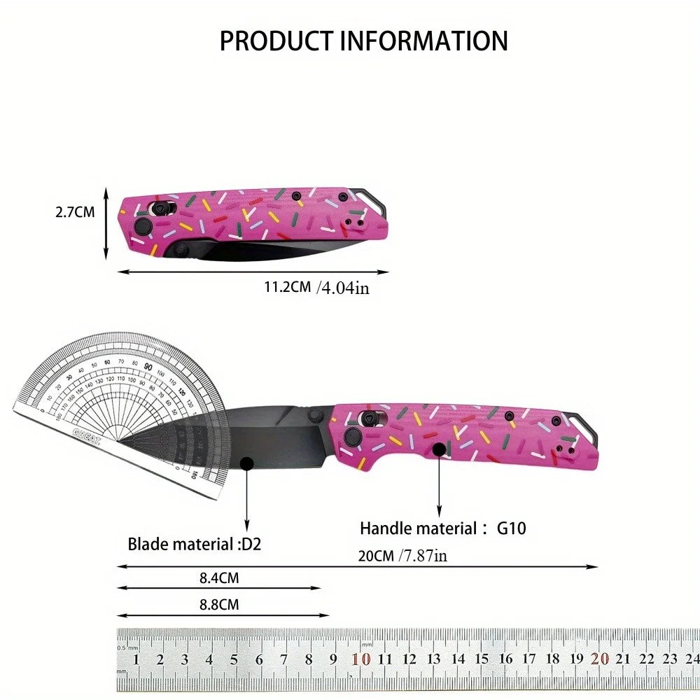 Pocket Knife D2 Steel G10 Handle, Outdoor Camping Survival Rock Climbing Adventure