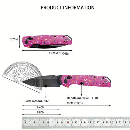 Pocket Knife D2 Steel G10 Handle, Outdoor Camping Survival Rock Climbing Adventure