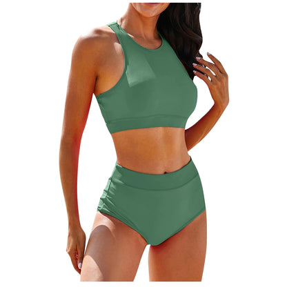High Elastic Swimwear Bikini Set High Waist Two-Piece Swimsuit