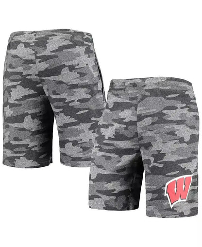 | Men's Charcoal, Gray Wisconsin Badgers Camo Lounge Shorts