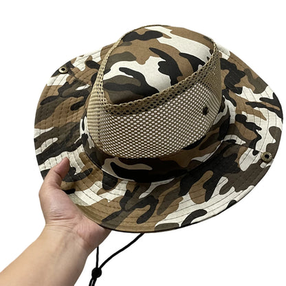 Outdoor Trendy Fisherman Hat Drawstring Design Breathable Summer Hats for Fishing Camping Traveling