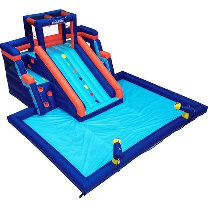 Inflatable Water Slide Pool Bounce House for Kids,Large Slide and Splash Pool, Backyard Summer Outdoors