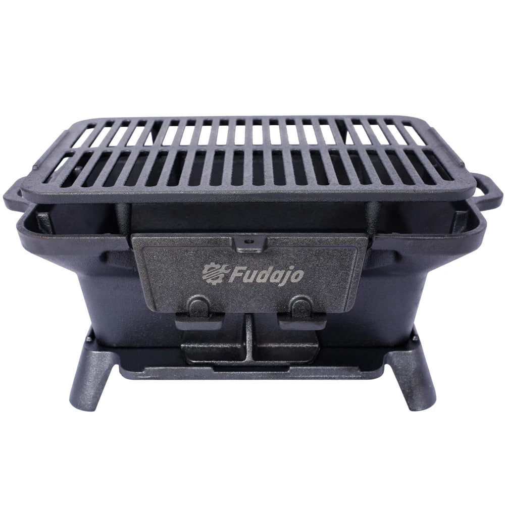 Cast Iron Grill, Portable Charcoal Grill 100% Cast Iron, Enameled, Durable