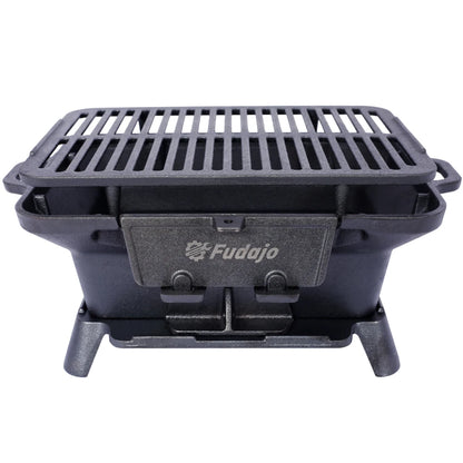 Cast Iron Grill, Portable Charcoal Grill 100% Cast Iron, Enameled, Durable