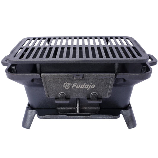Cast Iron Grill, Portable Charcoal Grill 100% Cast Iron, Enameled, Durable