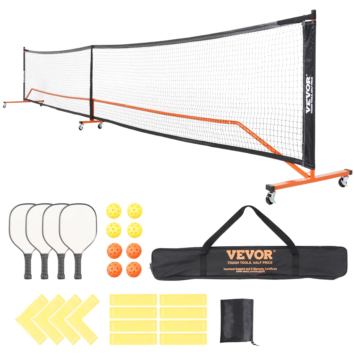 Portable Pickleball 22FT Full Court Official Regulation Size Nets Outdoor with Court Line