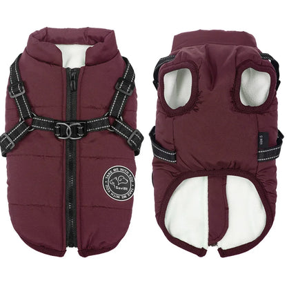 Winter Warm Jacket Waterproof Pet Coat for Small Large Dog Fleece with Harness