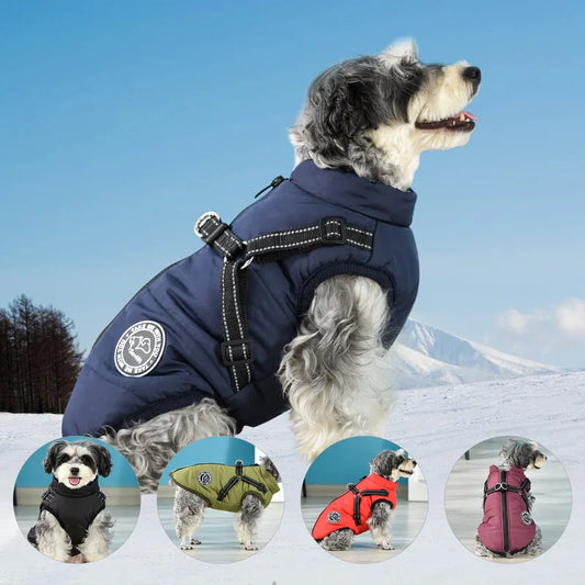 Winter Warm Jacket Waterproof Pet Coat for Small Large Dog Fleece with Harness