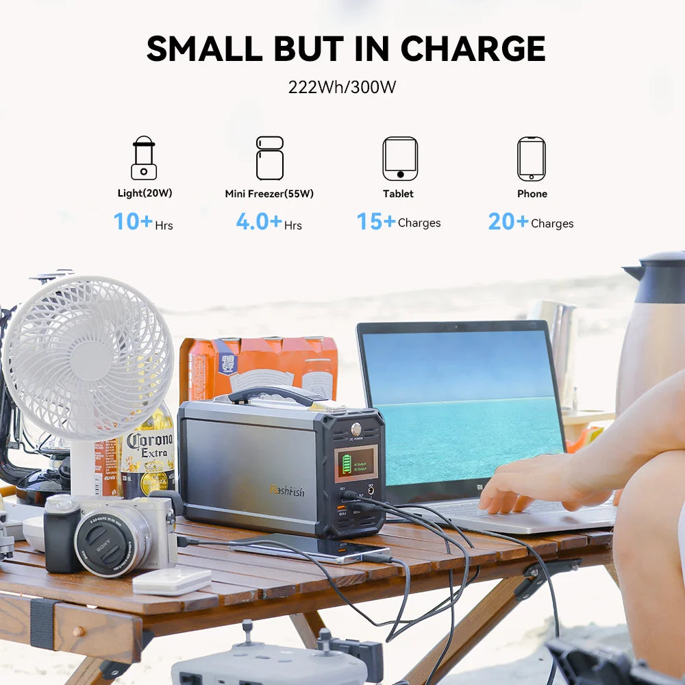 Power Station 300W Portable AC Outlet 222Wh Solar Generator Energy Station