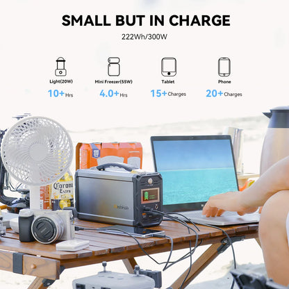 Power Station 300W Portable AC Outlet 222Wh Solar Generator Energy Station
