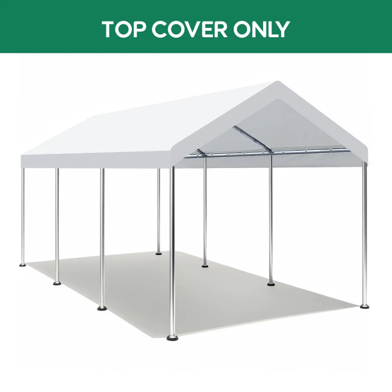 10 x 20 foot carport replacement canopy with 36 ball bungee cords, heavy-duty waterproof, UV resistant, and tear resistant,white