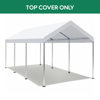 10 x 20 foot carport replacement canopy with 36 ball bungee cords, heavy-duty waterproof, UV resistant, and tear resistant,white