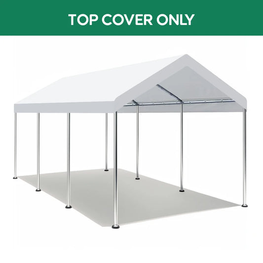 10 x 20 foot carport replacement canopy with 36 ball bungee cords, heavy-duty waterproof, UV resistant, and tear resistant,white