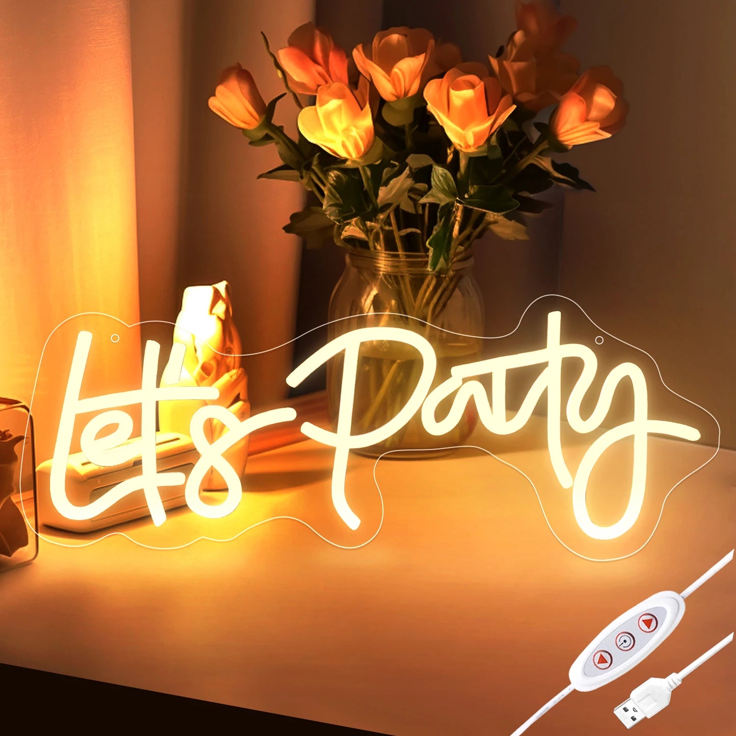 USB Powered Pink LED Neon Light with Adjustable Brightness,Light Up Sign for Party Decor&Christmas Gifts