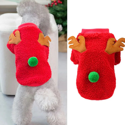 Christmas Pet Clothes Warm Fleece Dog Sweaters Winter Coats Clothing for Small Dogs