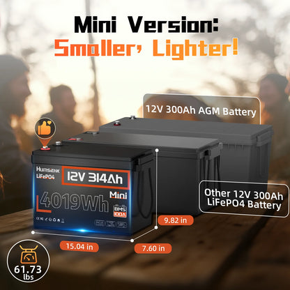 Lithium Iron Phosphate Battery 12V 314Ah With 100A BMS For RV/ Vans/ Golf Cart/ Camping/ Marine/  Boats/ Fishing