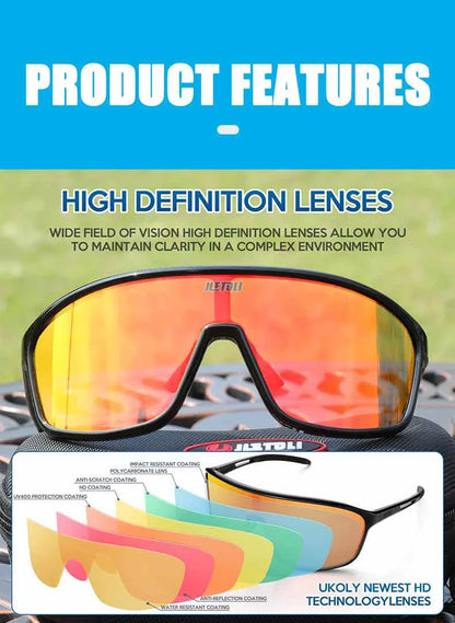 UV Protection Polarized  Cycling Glasses Windproof for Road Biking Anti-Fog Sports Sunglasses Men Women