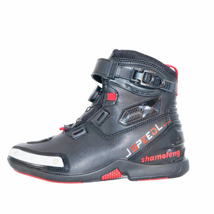 Men Motorcycle Riding Shoes Adjustable Strap Secure Ride Boots