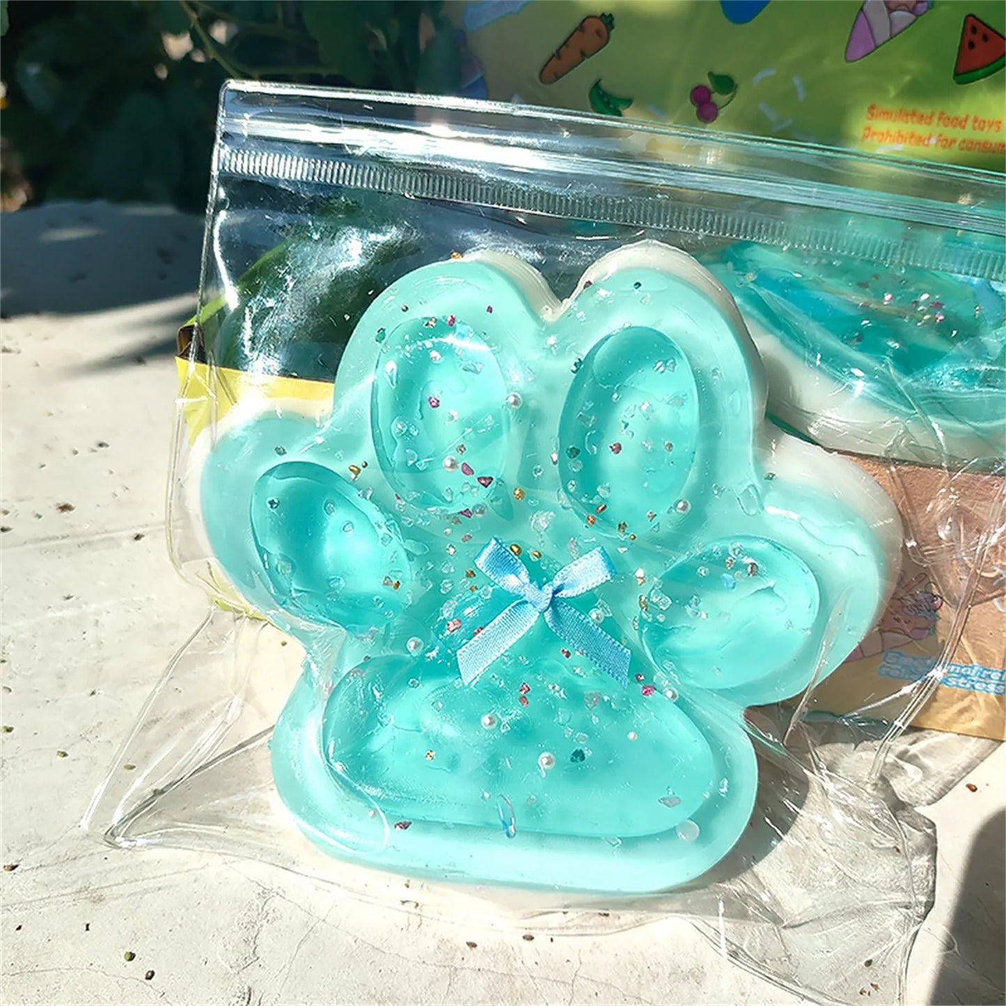 Jelly Glitter Cat Paw Stress Relief Decompression Toy Slow Rebound Pinch New Fidget Toy For Kids Adult Christmas Gifts