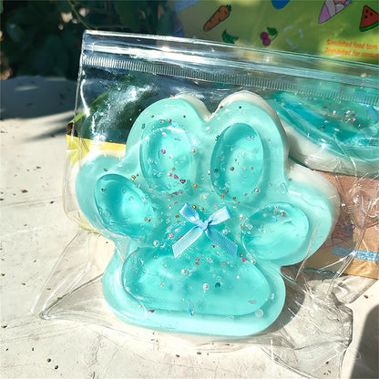 Jelly Glitter Cat Paw Stress Relief Decompression Toy Slow Rebound Pinch New Fidget Toy For Kids Adult Christmas Gifts