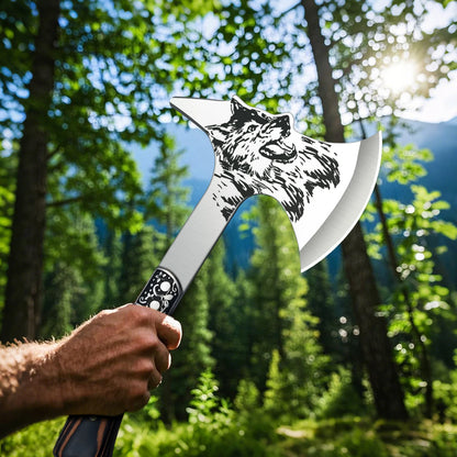 Stainless Steel Survival Axe Multi-function Outdoor Camping Tactical Wolf-head Axe Hunting Tools Portable