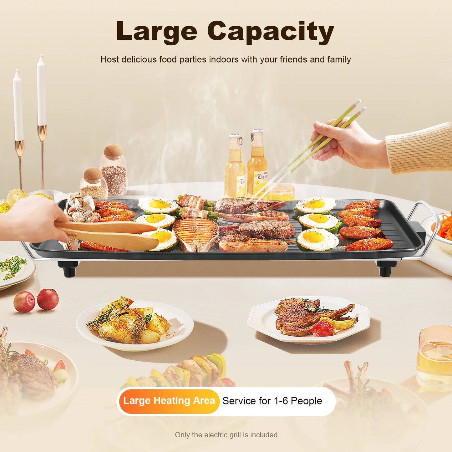 Electric Barbecue Grill, 110V Outdoor Camping, Picnic, Party, Temperature Range 0-250°, 68*28cm