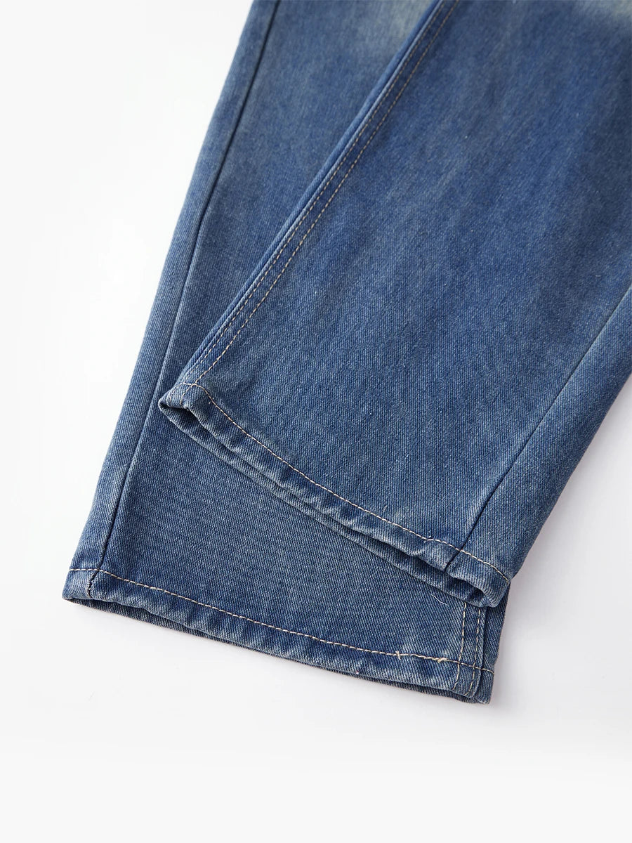 Ladies Stylish High Waist Blue Denim Jeans with Straight Leg Perfect for Spring and Fall Casual Wear Comfortable