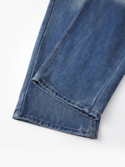 Ladies Stylish High Waist Blue Denim Jeans with Straight Leg Perfect for Spring and Fall Casual Wear Comfortable