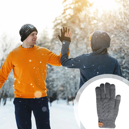 Men's Winter Touchscreen Gloves Solid Color Warm Thick Plush Riding Gloves for Cycling Running Driving Hiking MIAO-US