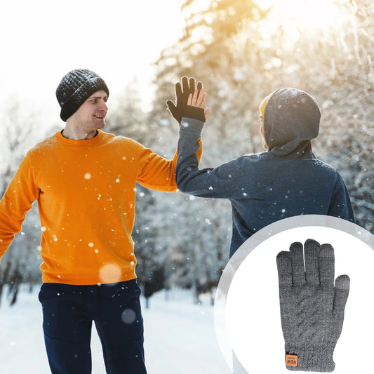 Men's Winter Touchscreen Gloves Solid Color Warm Thick Plush Riding Gloves for Cycling Running Driving Hiking MIAO-US