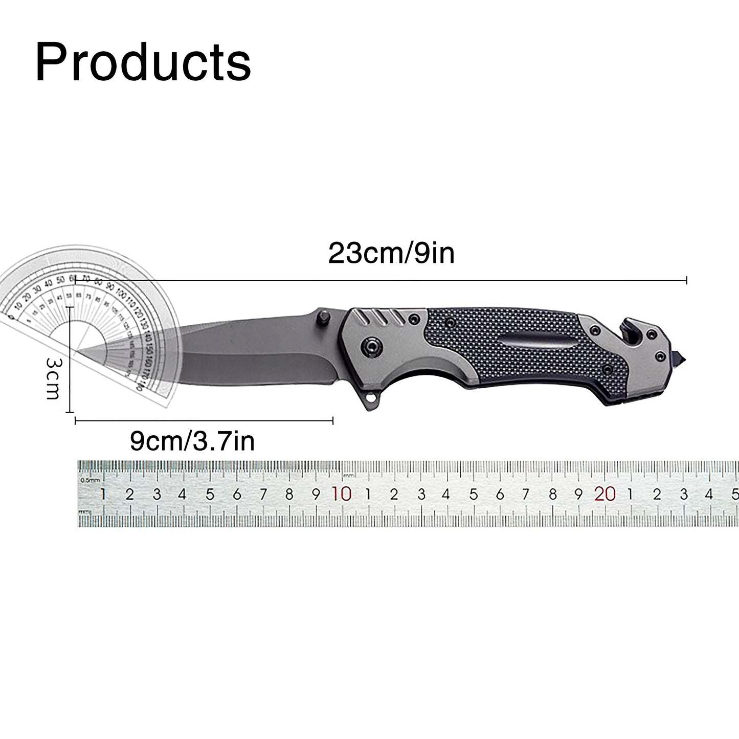 Folding knife with clip,  webbed opening and padded lock, outdoor survival camping hunting fishing knife