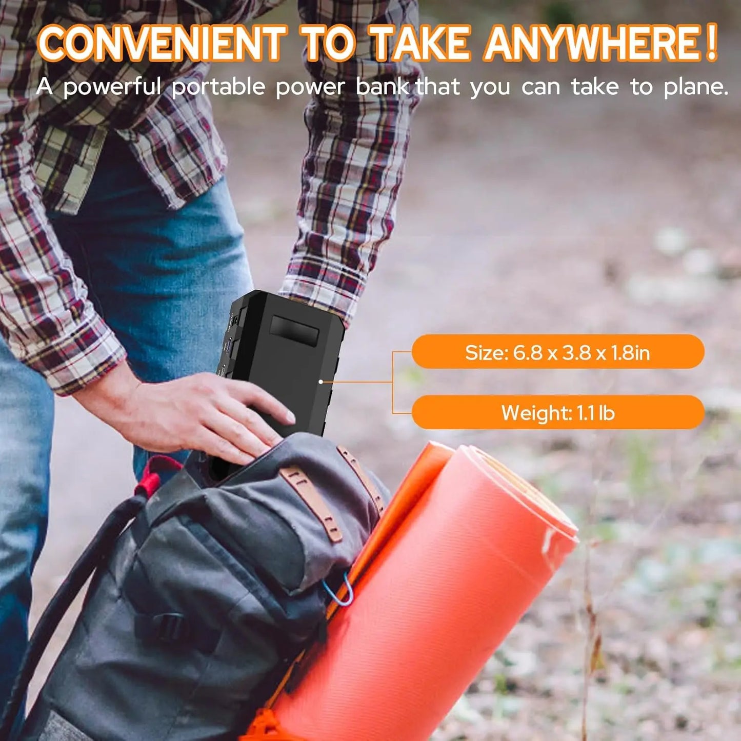 Portable Power Station 110V/65W Power Bank Battery Charger AC, DC, USB  Camping Emergency