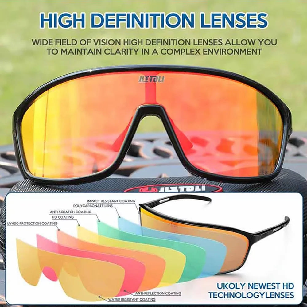 UV Protection Polarized  Cycling Glasses Windproof for Road Biking Anti-Fog Sports Sunglasses Men Women