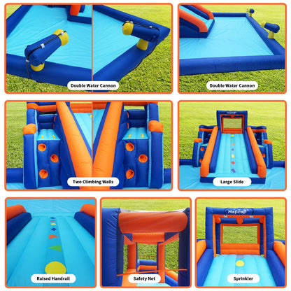 Inflatable Water Slide Pool Bounce House for Kids,Large Slide and Splash Pool, Backyard Summer Outdoors