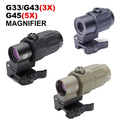 Sight Fixed 3X 5X Magnifier Scope With Switch to Side Quick Detachable QD Mount
