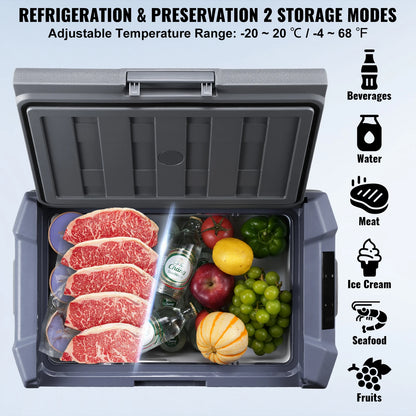 Car Refrigerator Portable Freezer&Built-in Light Compressor Cooler for Outdoor Camping