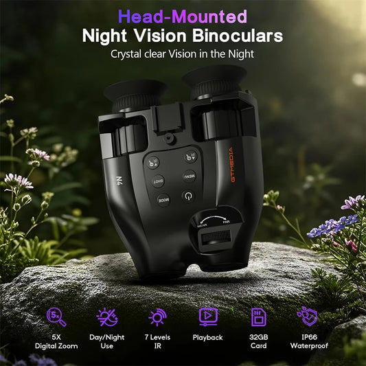 Digital Night Vision Binoculars 1080P Full HD Infrared Hunting Camera 300M 5X Optical For Total Darkness Surveillance