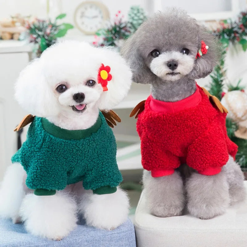 Christmas Pet Clothes Warm Fleece Dog Sweaters Winter Coats Clothing for Small Dogs