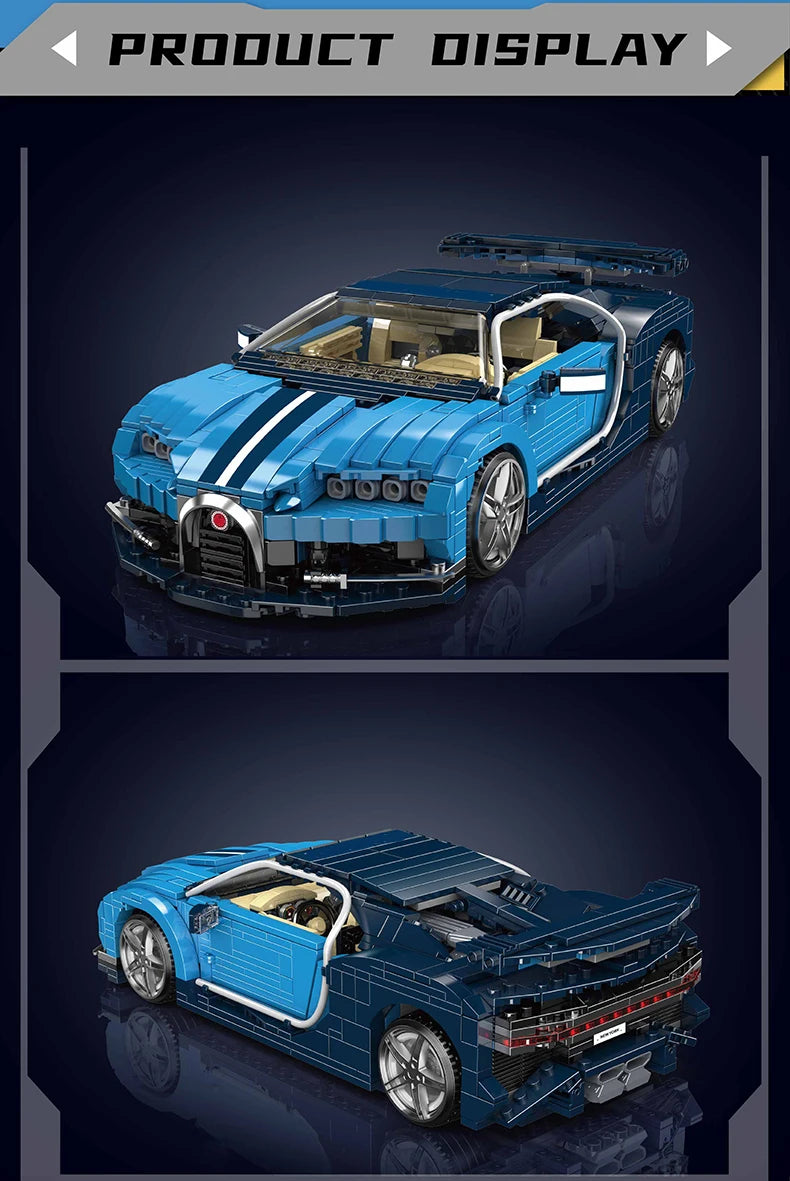 Technical Car Toys Blue Sport Racing Car Building Block Assembly Car Brick Set Kids Christmas Gifts