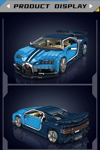 Technical Car Toys Blue Sport Racing Car Building Block Assembly Car Brick Set Kids Christmas Gifts