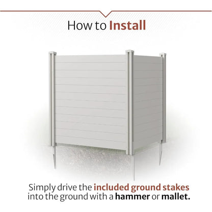 Premium White Vinyl Privacy Screen - 4ft High x 4ft Wide (2 Panels) Outdoor Fence for Air Conditioner and Privacy