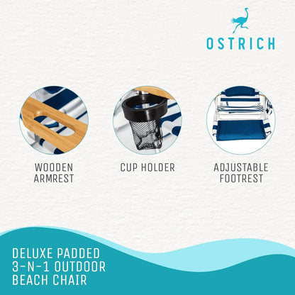 3N1 Lightweight Lawn Beach Reclining Lounge Chair with Footrest,