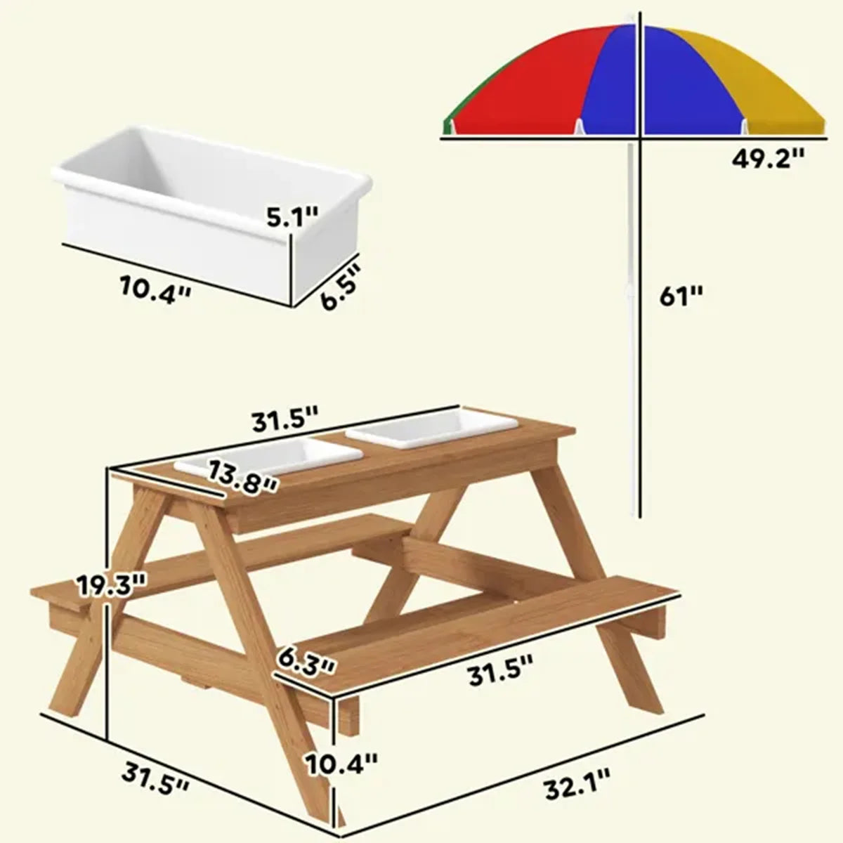 Wooden Outdoor Kids Picnic Table