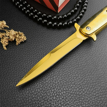 Folding Golden Portable  Knife  Steel Handle Tactical HuntingPocket Knives